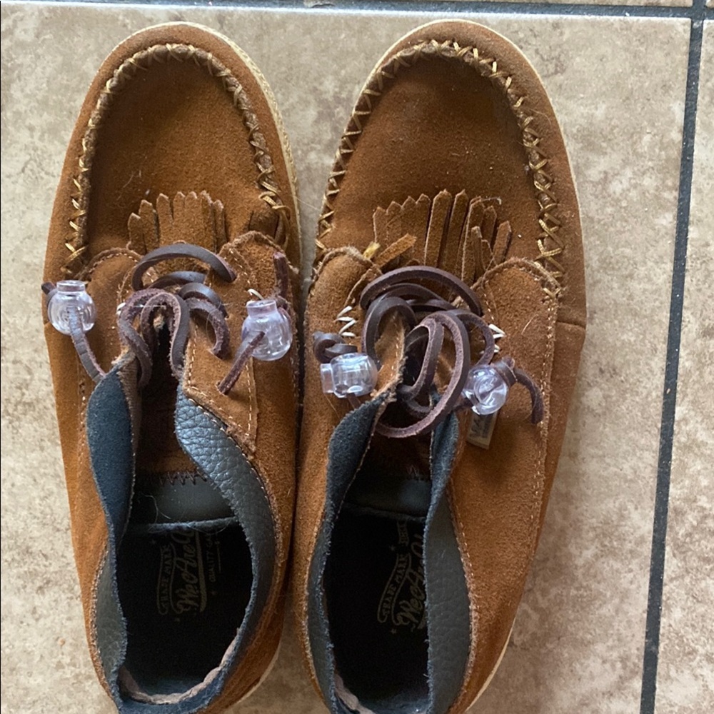Brown Suede Moccasins with Fringe